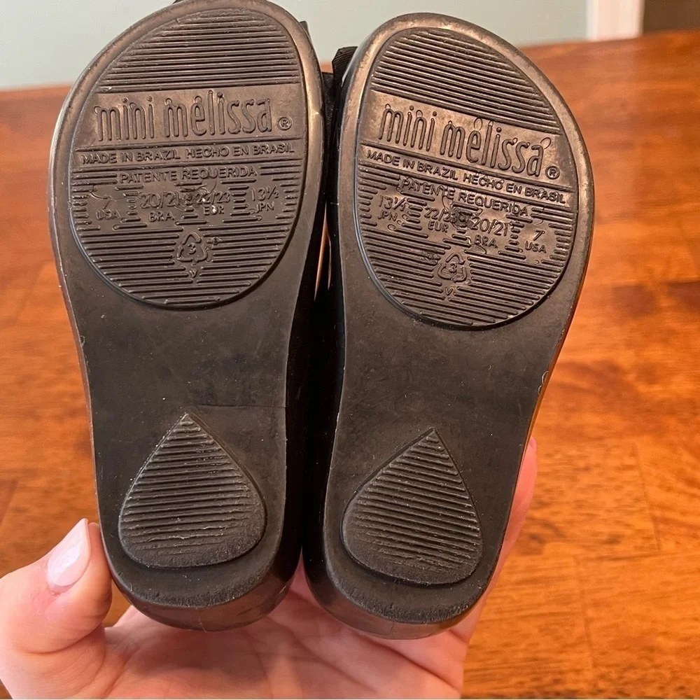 Mini Melissa girls black bow mary Jane flats size 7